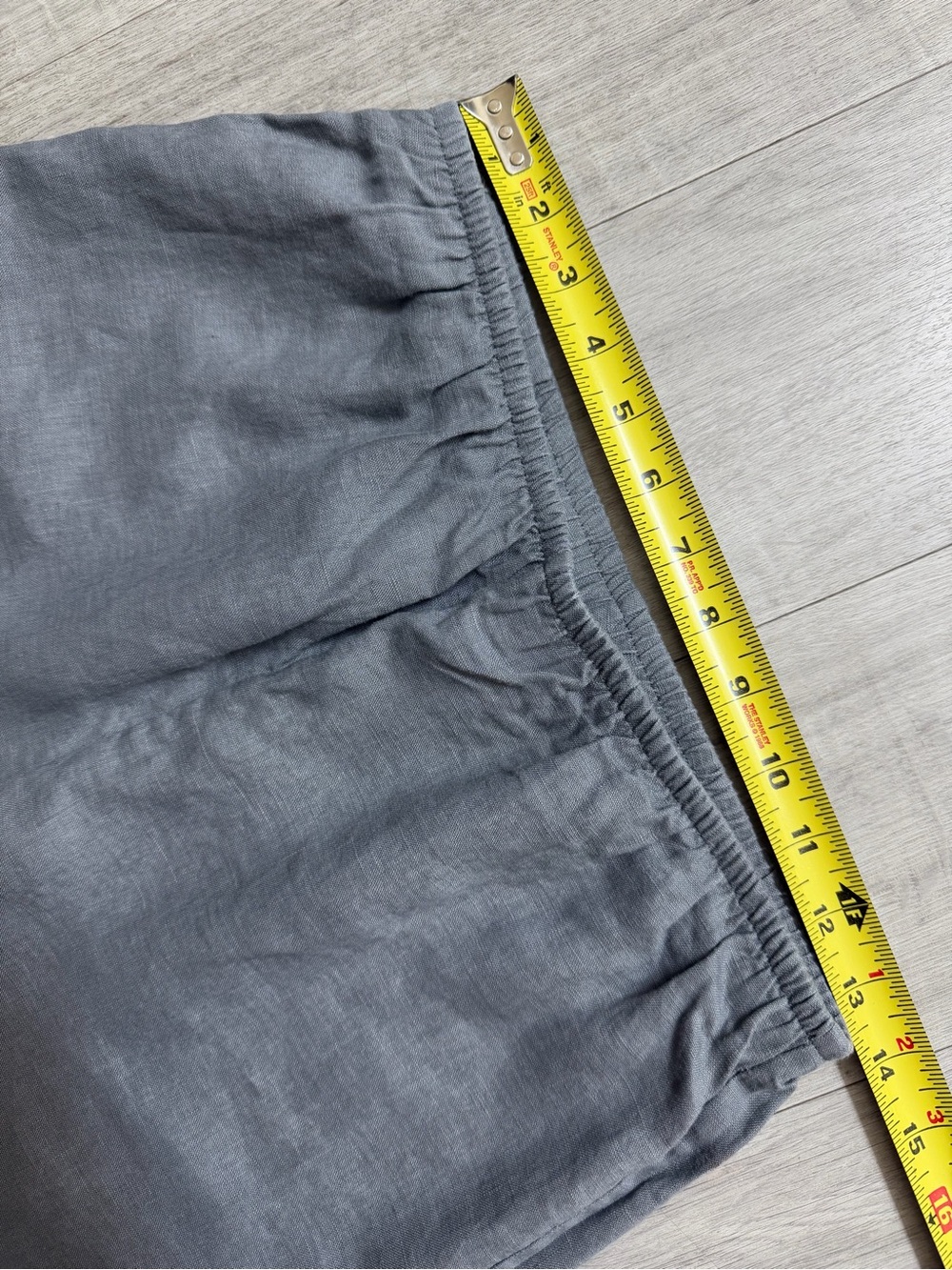 VIVID Linen Straight Long Pants Elastic Waist Cool Grey Wide Leg Trousers size S - Picture 8 of 12